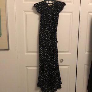 Max Studio black print wrap sleeveless midi dress